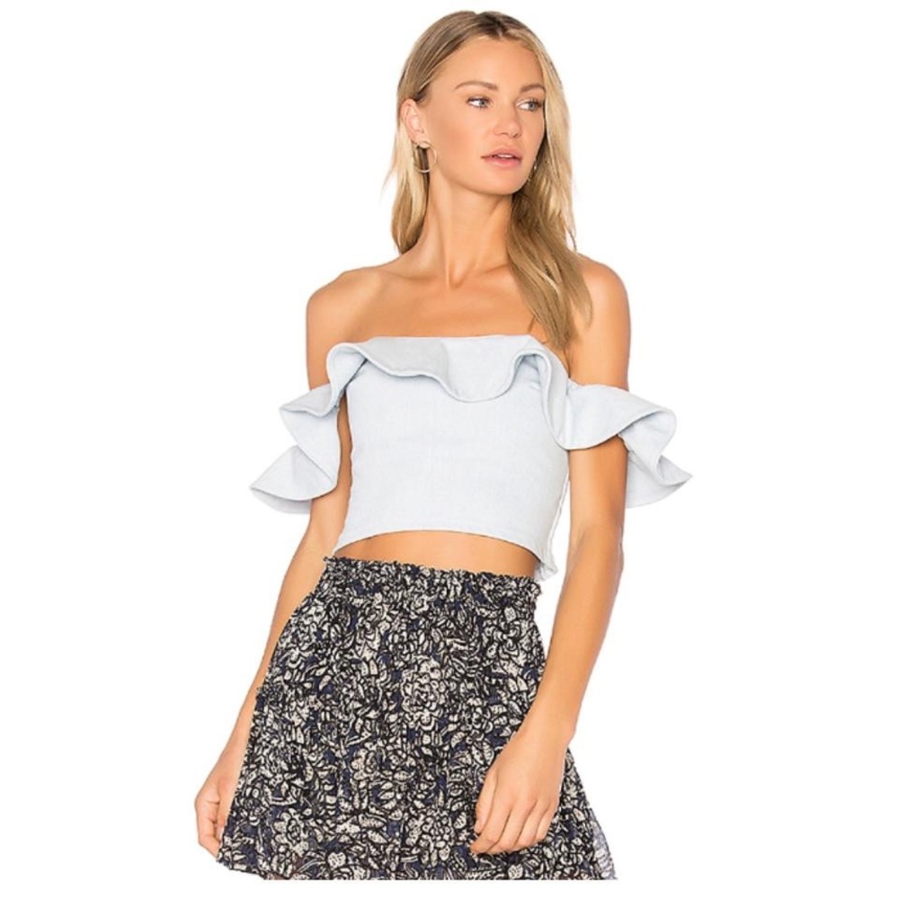 Apiece Apart denim off shoulder top
